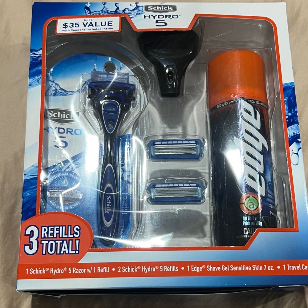 Schick Hydro 5 Shaving Kit with Blue and Black Razor